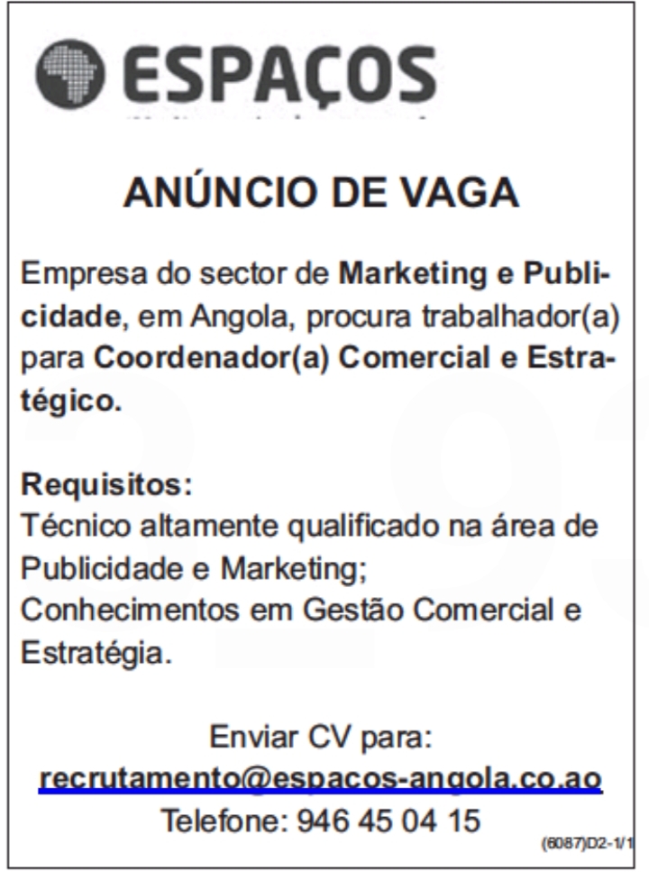 Vaga para Coordenador(a) Comercial e Estratégico