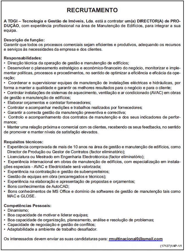 DIRECTOR(A) DE PRODUÇÃO