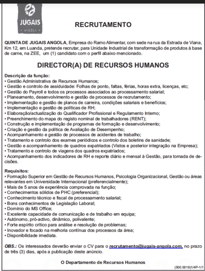 VAGA PARA DIRECTOR(A) DE RECURSOS HUMANOS