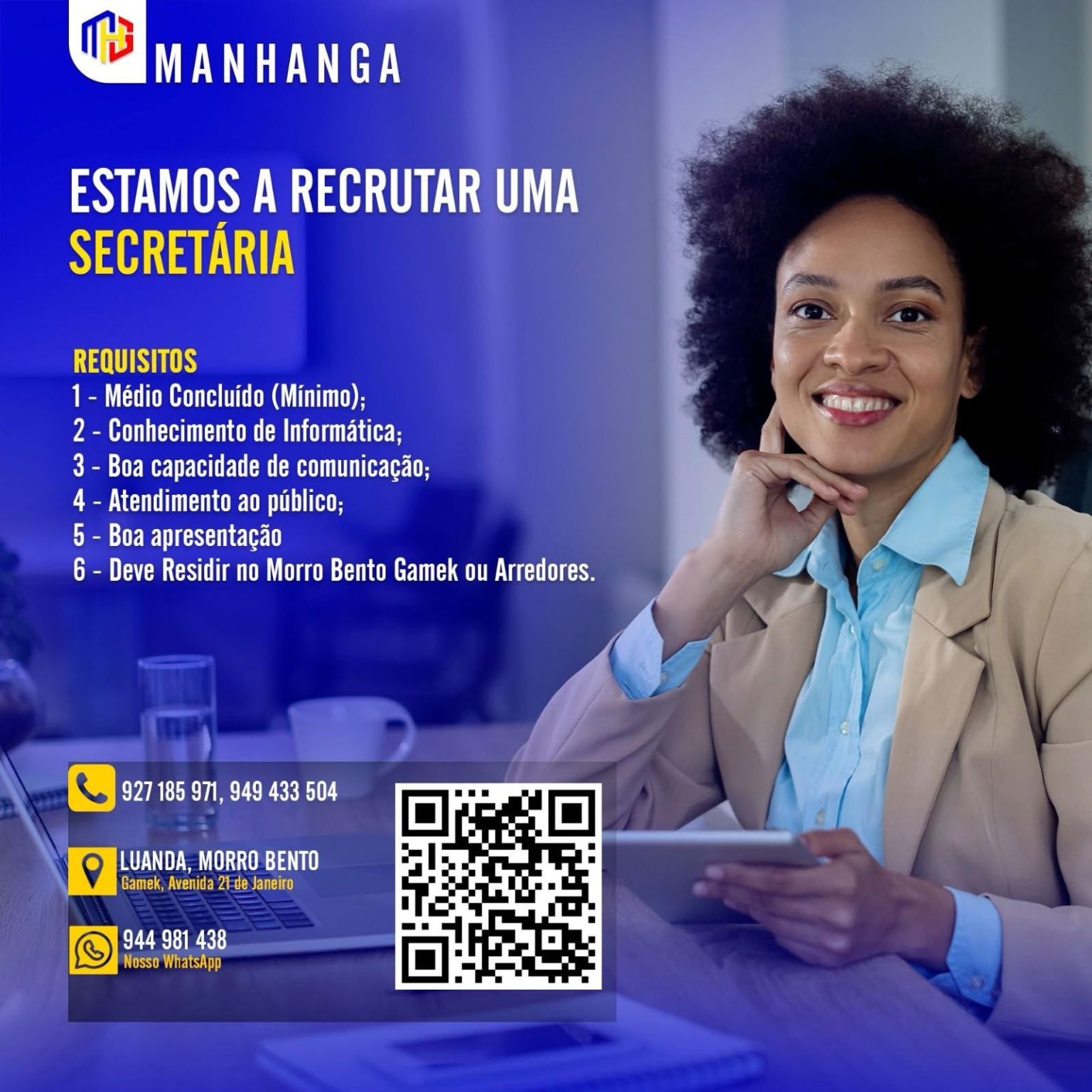 VAGA DE EMPREGO PARA SECRETÁRIA 