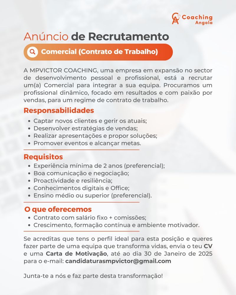 Vaga para Comercial
