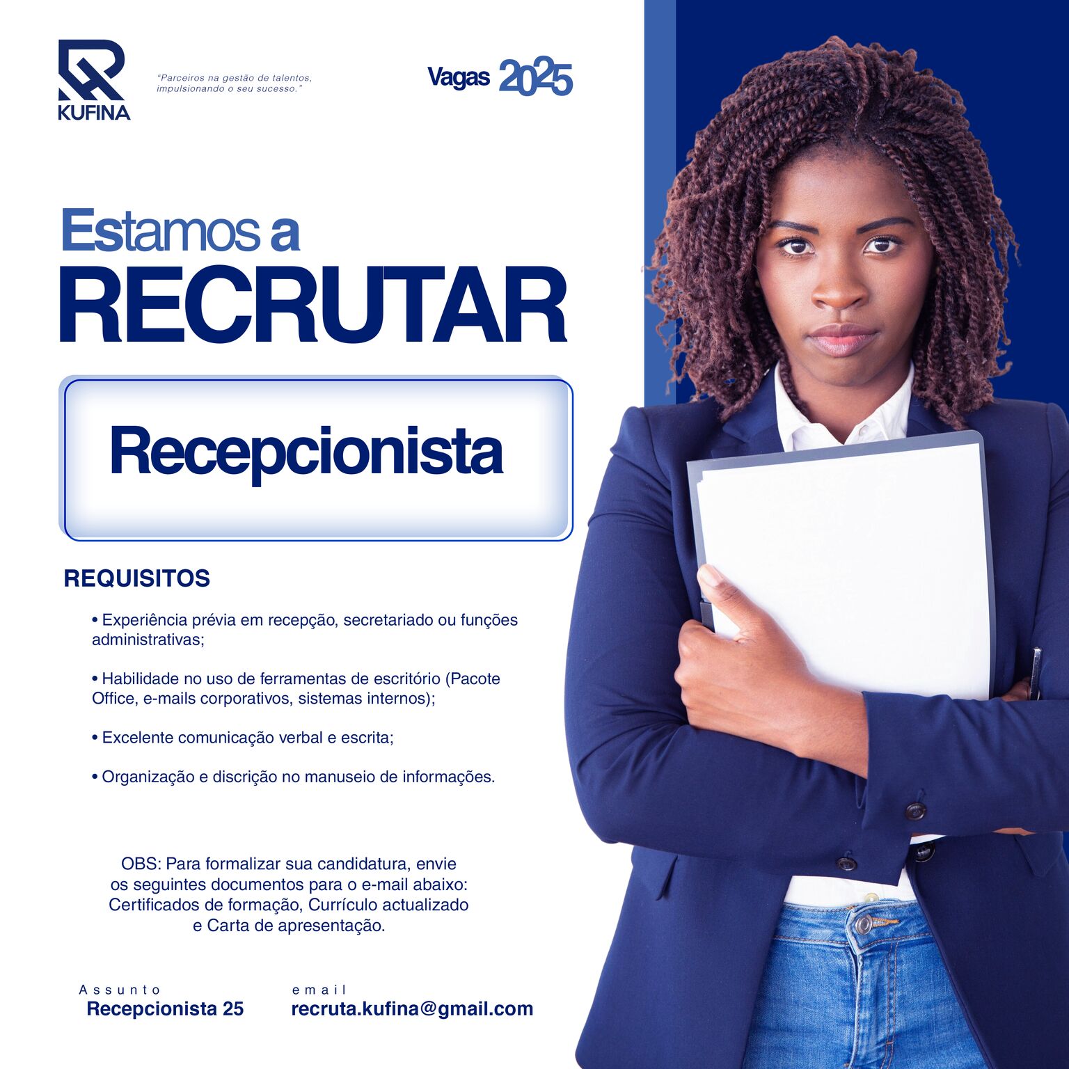 VAGA PARA RECEPCIONISTA