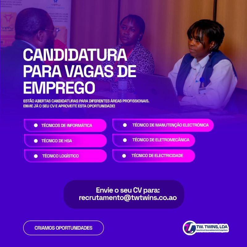 A TWtwins, lda está a recrutar em áreas técnicas