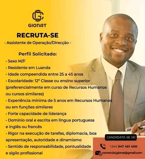 Vagas para Assistente de Operações/Direcção