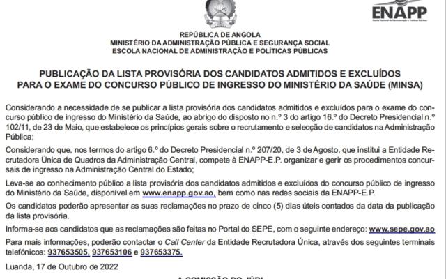 Concurso Público da Saúde - Resultados Provisórios Já Estão Disponíveis 