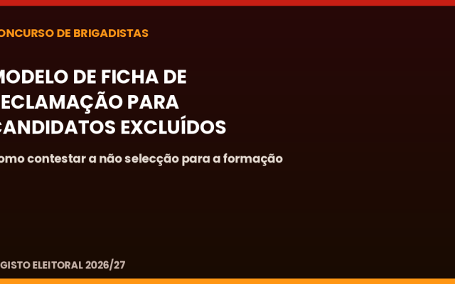 Modelo de Ficha de Reclamação para candidatos a Brigadista não seleccionados para a fase de formação