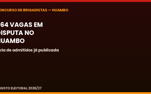 Huambo já tem lista de admitidos ao teste de selecção de Brigadistas — 564 vagas em disputa