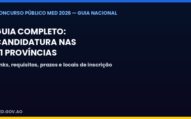Concurso Público da Educação 2026: guia completo de candidatura em todas as 21 províncias de Angola