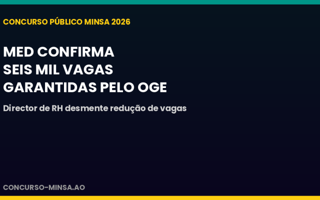 Concurso MINSA 2026: MED confirma seis mil vagas garantidas pelo Orçamento Geral do Estado