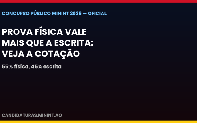 Concurso do MININT: prova física vale mais do que a prova escrita — veja a cotação exacta