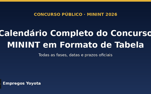 MININT 2026: Tabela Completa do Calendário do Concurso Público